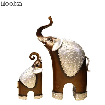 NOOLIM 2 бр./компл. слон смола фигурки на животни начало декор смола любителите на майка-дете декорация на дома технологии подарък