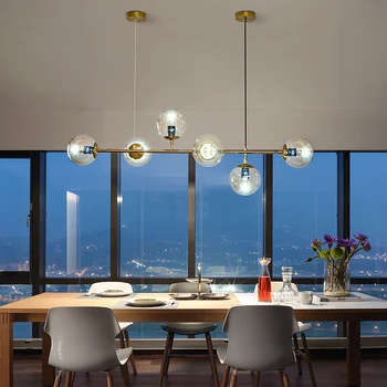 Nordic Designer Strip Magic Beans Glass Pendant Светлини Стъклената Топка Luxury Golden Table Bar Вечеря Shop Office Hanging Lamp