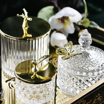 Nordic Luxury Creative Glass Jar Storage Tank with Lid Fshion Decorative jar Home Decoration Accessories