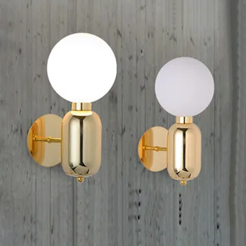 Nordic Дизайн на Светлините е модерен стенен монтаж аплици LED лампа стъклена топка спалня нощни светлини Home Decor тела Люминер