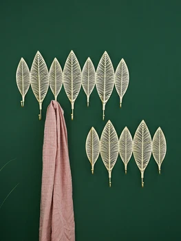 Nordic желязо изкуство ключ кука закачалка творчески монтиран на стената закачалка за дрехи на вратата на верандата светлина луксозни бижута листа