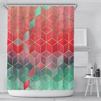 Nordic творчески завеси геометрична цветен печат непромокаема завеса миещи Rideau душ вана украса EC50YL