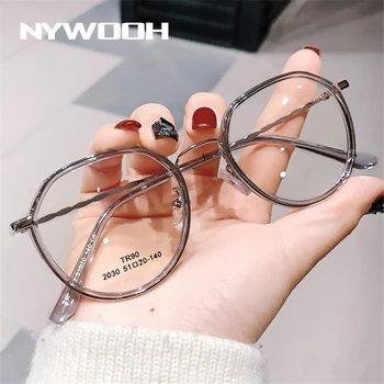NYWOOH -0 1.0 1.5 2.0 2.5 3.0 до 6.0 готови очила за късогледство жени метален полигон прозрачни очила мъжете недалновидни очила