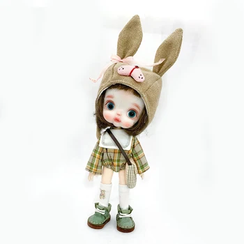 Ob11 кукла облекло сладък едно парче + заек ухото шапка + чанта + чорапи, комплект за obitsu11, gsc, Моли, 1 / 12bjd аксесоари за дрехи