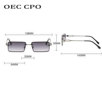OEC CPO Fashion Rectangle слънчеви очила дамски Модни без рамки малки квадратни слънчеви очила за жени UV400 нюанси за мъже очила O767