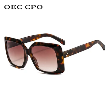 OEC CPO Oversize квадратни слънчеви очила за жени на мода пластмасова рамка е ясно Червен дамски слънчеви очила мъжете реколта нит очила дамски