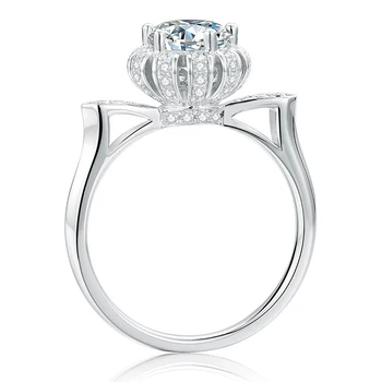 OEVAS Недвижими 1 карата D цвят Moissanite сватбени пръстени 925 сребро пенливи годишнина годежен подарък за изящни бижута