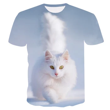 Off White Cat T-shirt момичета и Момчета 3D Лъки Cat Print T shirt kids Summer short sleeves Аниме Harajuku Girls Върховете Tees Drop Ship