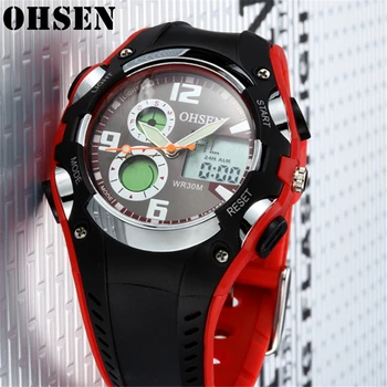 OHSEN Relogio Masculinos луксозна марка осветление кварцов часовник Orologio Uomo водоустойчиви Цифрови спорт часовници мъжки часовници-Часовник Mannen