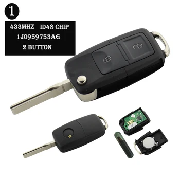 OkeyTech за VW-V W Volkswagen Caddy Jetta Beetle, Polo Remote Car Key Подвижните Flip HU66 нож 433 Mhz ID48 чип 2 3 бутон