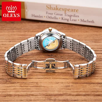 OLEVS дамски часовници луксозни златни автоматични часовници Водоустойчиви Модни дамски механични часовници, подаръци за жени Relogio Feminino