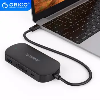 ORICO C USB ХЪБ Type C to Multi USB 3.0 Type C ХЪБ VGA адаптер за док станция за MacBook Pro Huawei PC аксесоари, USB C Дърва