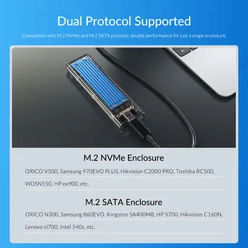 ORICO M2 SSD Case 10 Gb Тип-C USB3. 1 до M. 2 NVMe / SATA Dual Protocol Mobile External Hard Drive Enclosure Support 2TB SSD Box