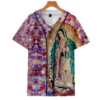 Our Lady of Guadalupe Virgin Mary Католическо Mexico Top Quality Casual T Shirt Men Summer Baseball T-shirt Harajuku Tshirt Clothes