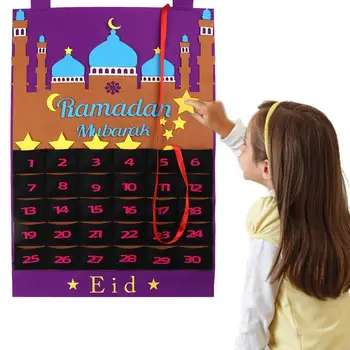 OurWarm Ейд Мубарак обратното броене чувствах САМ Рамадан календар за деца от джоба закопчаване календар мюсюлмански Балрам парти декор за доставка