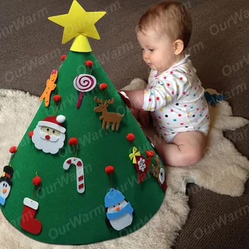 OurWarm САМ Felt Christmas Tree New Year Party Decoration Gift for Toddler 3D Shape Коледа Ornaments For 2019 Festival Supplies