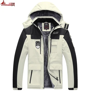 Oversize 7XL 8XL топли дебели непромокаеми якета, мъжки зимни градинска облекло парк палто на горно облекло ветрозащитная шапка на снежна палто Мъжки дрехи