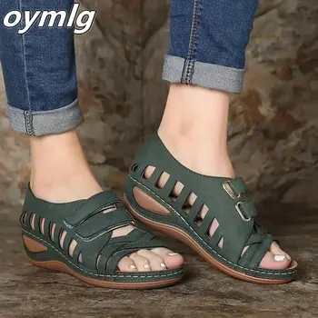 Oymlg нови супер меки летни чехли слипоны сандали с нисък ток коректор чорап Cusion плажни дамски летни сандали 2020