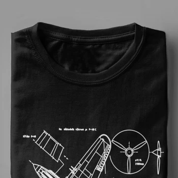 P-40 концепция чертежи Spitfire мъжки тениски боец WW2 война пилот на самолета, Самолетът на тениски, тениски памук