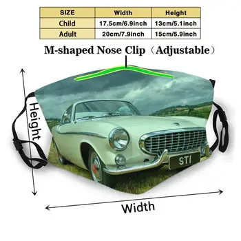 P1800 Coupe Anti Dust Face Mask Washable Filter ReusableP1800 White Coupe Roger Moore Saint Sports Car Swedish