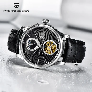PAGANI DESIGN Automatic Watch Men Tourbillon механични часовници за мъже сапфирен кристал Спорт кожата бизнес Relogio Masculino