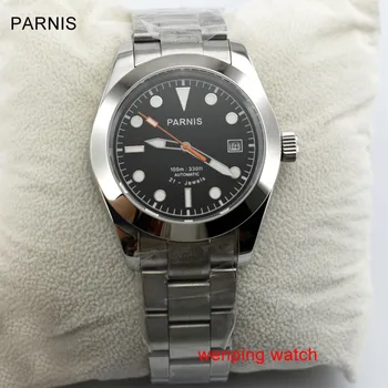 Parnis 40 мм часовник Сапфир стомана черен Zifferblatt механизъм за самостоятелно ликвидация мъжки часовник WW2559