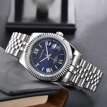 Parnis Blue Dial мъжки часовник календар механизъм Miyota 8215 21 скъпоценен камък автоматични механични мъжки ръчен часовник 2020 луксозна марка