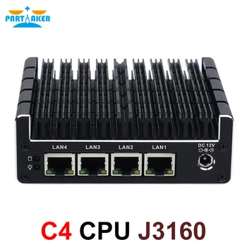 Partaker New NUC Mini PC Celeron J3160 Quad Core 4 на Intel i210AT Nic X86 Computer Soft Router Linux Server Support Pfsense AES-NI