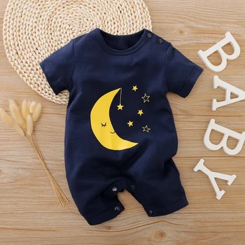 PatPat 2020 Summer and Spring Baby Clouds or Moon Print Bodysuits One Pieces For Baby Boy Clothes