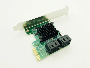 PCI-E PCI Express 1x до 4-пристанищен Sata 3.0 III 6 Gb / сек, конвертор адаптер за карта разширителни радиатор нископрофилен скоба