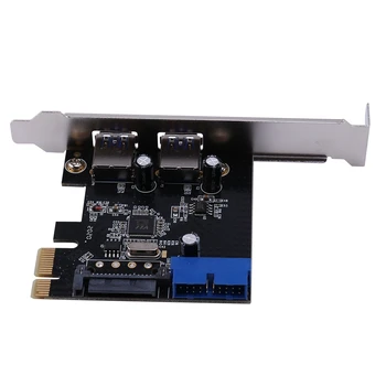 PCI-E to 2 Port USB 3.0 PCI Expansion Card 19-Pin/20-Pin External Pcie Card Adapter Support PCIE 1X 4X, 8X 16X