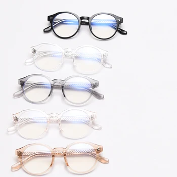 Peekaboo мъжки оптични очила рамки за мъже сив прозрачен ретро кръгли очила за жени нитове прозрачни лещи ацетат
