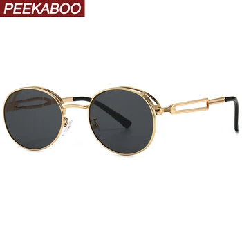 Peekaboo мъжки ретро пънк слънчеви очила през цялата човек метална дограма за дамски слънчеви очила овал uv400 лято злато черно дропшиппинг