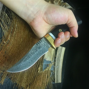 PEGASI black shiver handle 60HRC direct knife Damascus steel outdoor direct knife camping aid survival tools