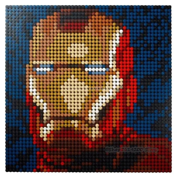 Pixel Art Mosaic Живопис MOC Set САМ Super Star Head Portrait Building Block Gift ART декоративна живопис Свети творчески подарък
