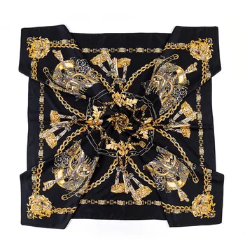 POBING копринен шал жените са големи Шалове седлото верига тайна квадратна кърпа луксозен шал. → шал дамски шалове 130 см