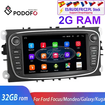 Podofo 2 din Android 8.1 за Ford Focus EXI MT 2 3 Mk2 Mk3 на S-Max, Mondeo 9 Galaxy C-Max 2004-2011 Радио автомобилен GPS мултимедиен плеър