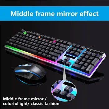 Pohiks USB Wired Gaming Keyboard Mouse Set with Rainbow LED Compatible for PC Laptop PS3 PS4 USB Computer Mouse Gamer Мишки