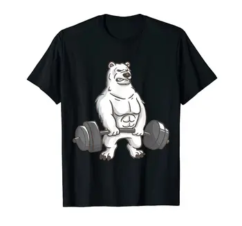 Polar Bear Powerlifting Weightlifting Gym And Animal Lovers T-Shirt Birthday Hip Hop Cool T-Shirt Women Harajuku Готически T-shirt