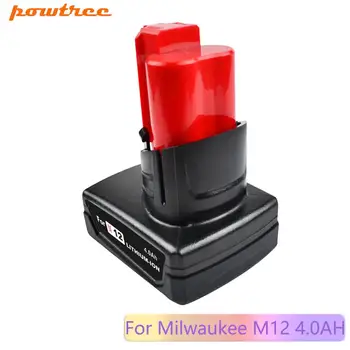 Powtree 12V 4000mAh For Milwaukee M12 Red Power Tool Li-ion Battery Replacement C12 B, C12 BX 48-11-2401 48-11-2402 C12 D
