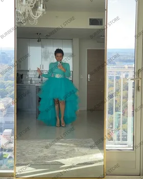 Pretty Blue Sky High Low Tulle Skirts Women Fashion Long Tulle Skirt To Party Custom Made Tutu Skirt Еластични Female Saias