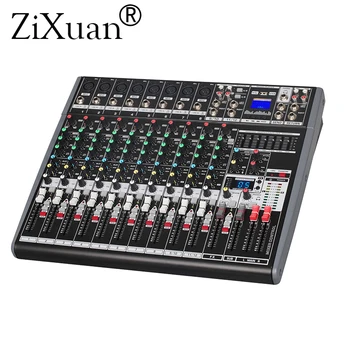 Pro mixer audio console Music dj Studio 12 канала, 8 моно 2 стерео 7 корпоративна еквалайзер 16 ефект USB MP3 play DC 48V фантомное храна