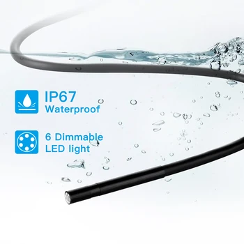 Proker WIFI Endoscope камера водоустойчива IP67 твърд кабел за проверка камера 5.5 mm 6 LED ендоскоп бороскоп за IOS и Android F220