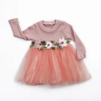 Pudcoco 3 цвята-1 бр. новородените момичета рокля на сладки цветя рожден ден на принцеса конкурс за бала рокля 3 м-3 г