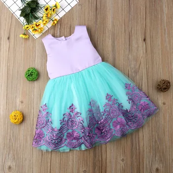 Pudcoco Toddler Baby Girl Clothes Bowknot Без Гръб Lace Flower Tulle Dresss Princess Party Pageant Сватбена Рокля