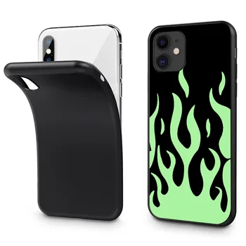 PUNQZY художествена идентичност пламък TPU мек калъф за телефон Samsung Galaxy A50 A70 S20 S10 S11 Черен огън Pattern делото Shell