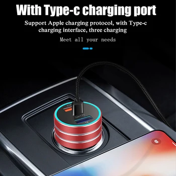 QC3. 0 зарядно за кола за телефон PD зарядно устройство интериорни Аксесоари за iphone 11 pro Samsung, huawei метал зарядно устройство за откриване на напрежение