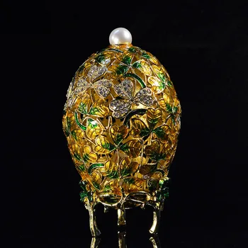QIFU Metal Занаятите Hollow Faberge Egg for Jewelry Box Home Decoration