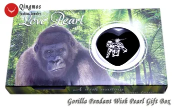 Qingmos Wish Pearl 25 мм Gorilla Cage Chokers Колие за жени с устрицей Love Pearl висулка верига огърлица кутия за подарък-who3648