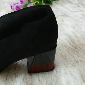 QUTAA 2021 жените са най-Секси остър нос над коляното ботуши квадратен ток Дамски обувки участък стадо, Есен, Зима, дълги ботуши размер 34-43